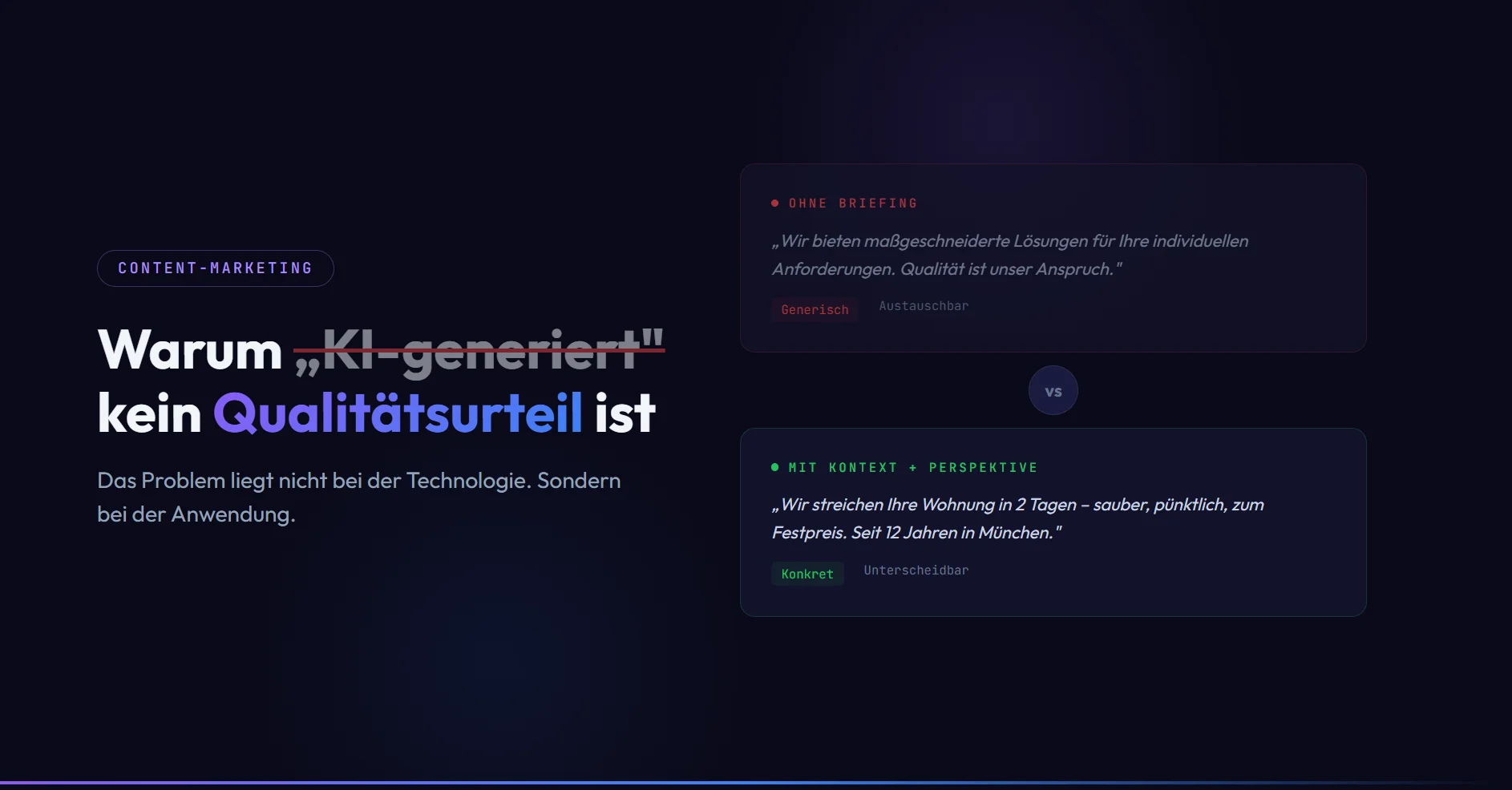Warum KI-generiert kein Qualitätsurteil ist – Vergleich von Anwendungsqualität