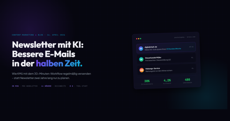 Newsletter mit KI fuer KMU - Vorschau einer Newsletter-Inbox mit Oeffnungsraten